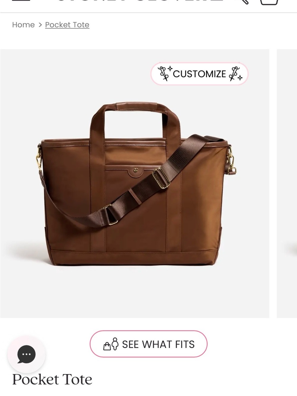 Pocket Tote Shoulder Bag in Brown